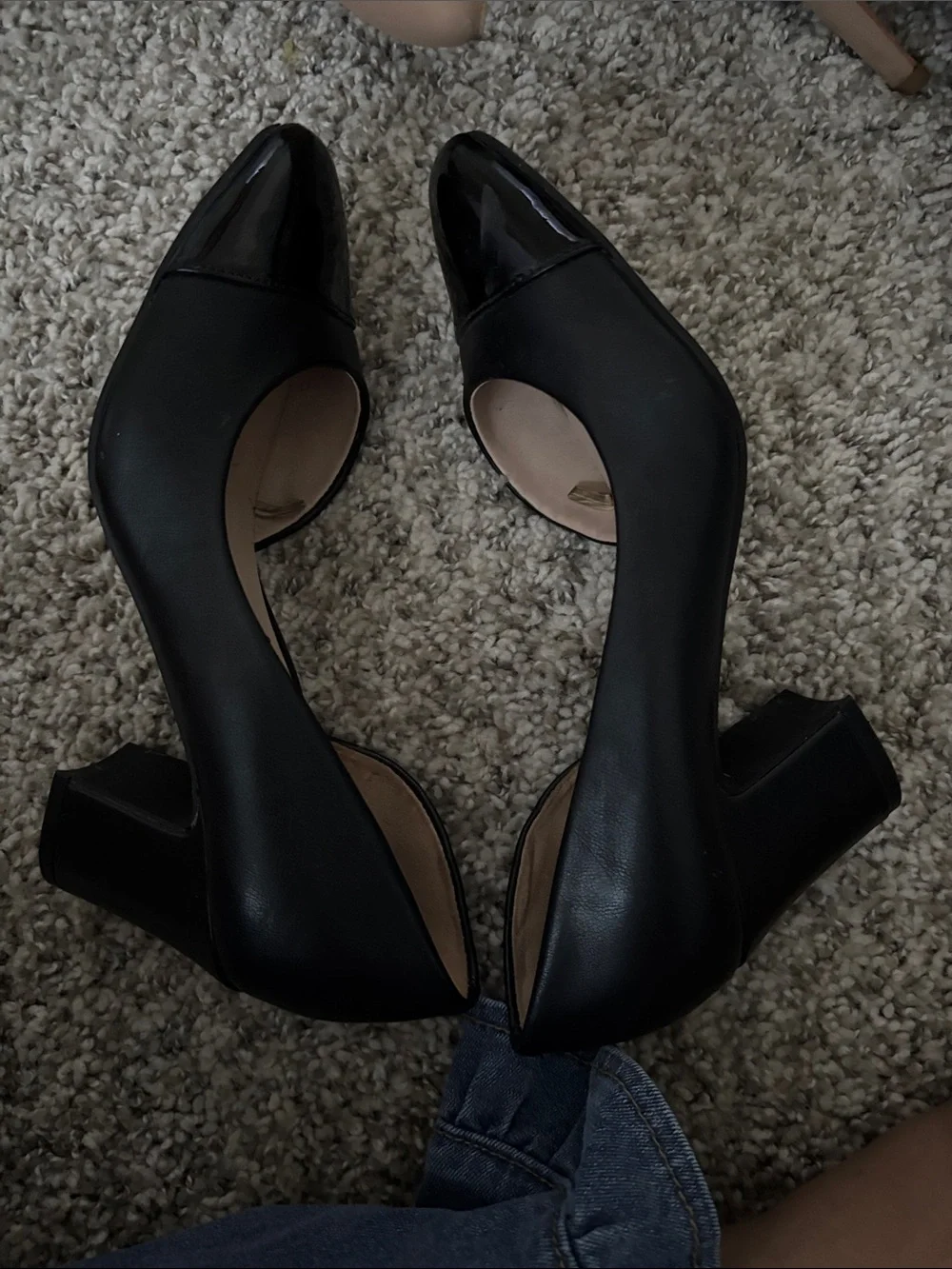 Bandolino Black Patent & Matte Cap-Toe Women's Flats